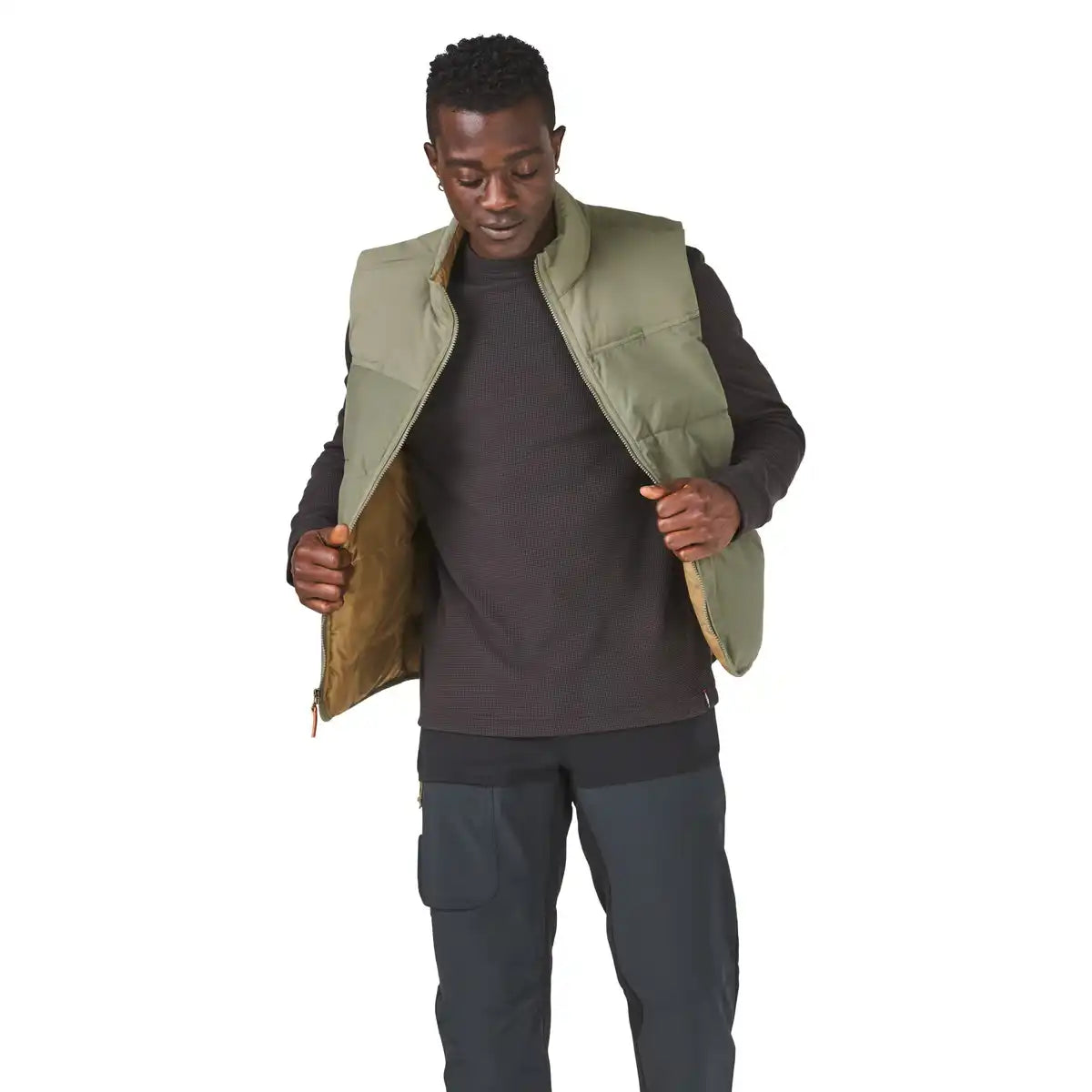 Zigzag Down Vest Dusty Olive - Image 2